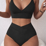 Anișoara – Set bikini z visokim pasom V-Wrap