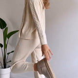 Ania - Dvodelni casual komplet s zavitimi jacquard vzorci