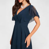 Ornella – Elegantna obleka v temno modri barvi