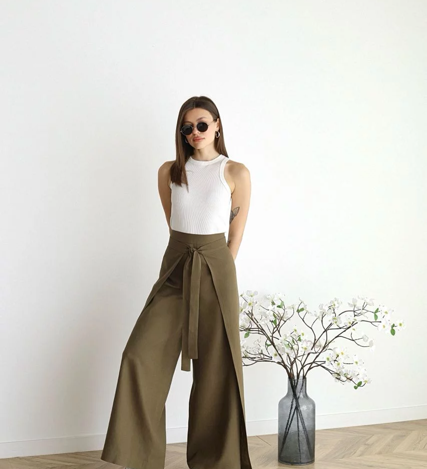 Maelis - Široke Lanene Hlače