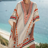 Flavia – Obleka Caftan v oker in rjavi barvi