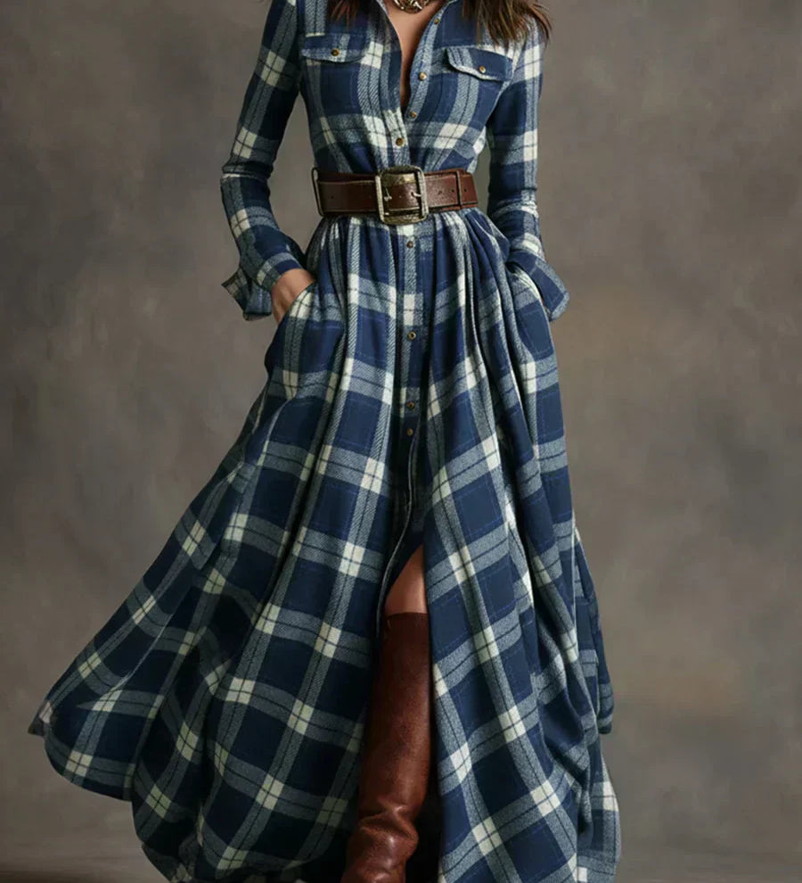 Sara – Maxi obleka s retro karirami