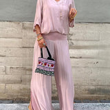 Larisa – Chic Poletni Komplet z Ohlapnimi Hlačami