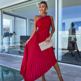 Gabriela – Maxi plisirana obleka z enim ramenom