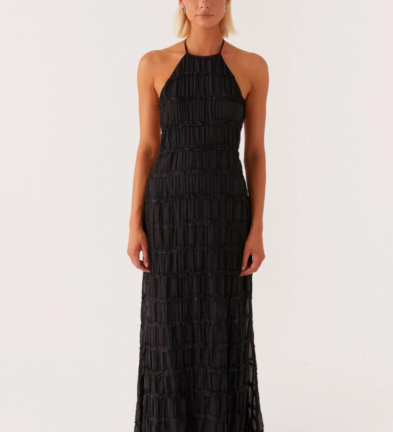 Cătălina – Črna Maxi Halter Obleka