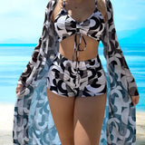 Denisa – Set bikini 3 kosi z spiralnim vzorcem