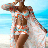 Denisa – Set bikini 3 kosi z spiralnim vzorcem