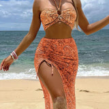 Dorina – Set Bikini Boho z Bandeau Topom in Plažno Krilo