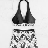 Emilia – Set Bikinija s Halter Topom in Hlačkami z Visokim Pasom