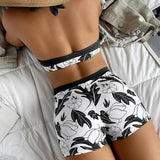 Emilia – Set Bikini s Halter Topom in Hlačkami z Visokim Pasom