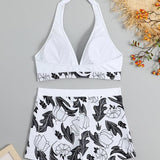 Emilia – Set Bikinija s Halter Topom in Hlačkami z Visokim Pasom
