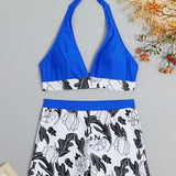Emilia – Set Bikini s Halter Topom in Hlačkami z Visokim Pasom