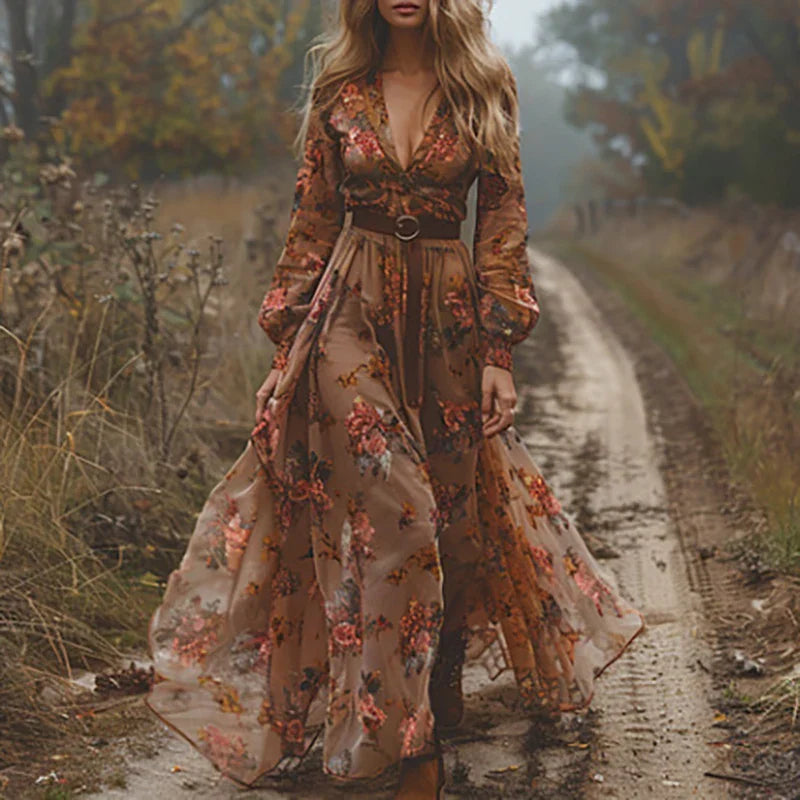 Ilinca – Maxi Boho obleka z zračnimi rokavi