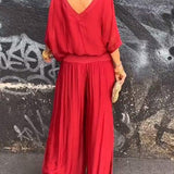 Larisa – Chic Poletni Komplet z Ohlapnimi Hlačami
