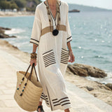 Simona – Kaftan obleka z ebenovimi črtami