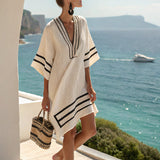 Margareta – Minimalistična azurna kaftan obleka
