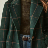 Florencia | Plašč iz karirane tweed tkanine z retro ovratnikom