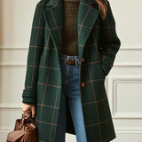 Florencia | Plašč iz karirane tweed tkanine z retro ovratnikom
