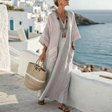 Ana – Kaftan obleka s pastelno črtami