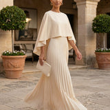 Amalia – Maxi plisirana obleka z batwing rokavi